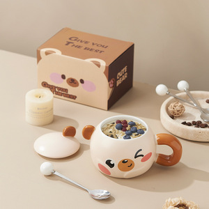 Taza de Café de Cerámica con Diseño de Dibujos Animados, con Tapa, Resistente a Altas Temperaturas, Apta para Microondas, Regalo de Cumpleaños, Recuerdo - Product Image 4
