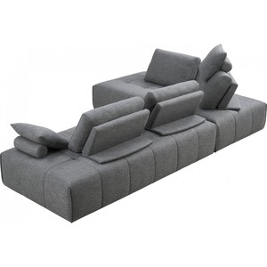 เก้าอี้โซฟา2ชิ้นรูปตัวแอลทำจากโพลีเอสเตอร์สีเทา - Product Image 2