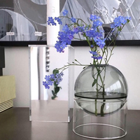 Vase en verre hydroponique de luxe léger pour la maison, petit vase transparent pour fleurs séchées, ornements