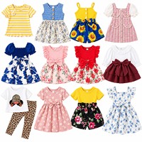Vêtements d'occasion pour enfants, lots mixtes, polyester et coton, robes pour filles, ensembles de tenues
