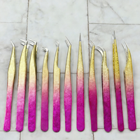 Pinces à épiler Yucagci Factory Direct, pinces à épiler en forme de fleur de glace colorée, pinces à épiler dorées en forme de plume, pinces à épiler en acier inoxydable durables et précises