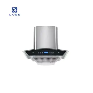 Factory Supplier 900mm Smoke Suction Ventilation Control Extractor Hood Vented Easy Clean Kitchen Curve Glass Smart Range Hood