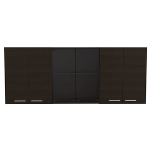DB DEPOT E-SHOP Oceana 150 <b>Wall</b> <b>Double</b> Door Black <b>Glass</b> Cabinet Kitchen Cabinets with Four Interior Shelves - Product Image 3