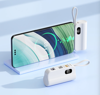 Mini chargeur 3-en-1 avec affichage numérique et support de téléphone portable, ensemble batterie externe portable double tête