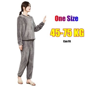 <span class=keywords><strong>Pigiama</strong></span> da donna in <span class=keywords><strong>velluto</strong></span> autunno inverno, completo con top a maniche lunghe e scollo rotondo + pantaloni larghi con elastico in vita, tinta unita, caldo e confortevole - Product Image 5