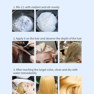 ผงฟอกสีผมจากโรงงานกวางโจว ผลิตภัณฑ์ทำความสะอาดเร็ว สีฟ้า ผู้ผลิต OEM ระดับ 9 ปราศจากฝุ่น รับผลิตแบรนด์ส่วนตัว พร้อมบรรจุภัณฑ์ - Product Image 5