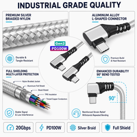 Cable DE DATOS USB C 100W Trenza de nailon Carga rápida Doble tipo C a tipo C Cable USB 3,1 para uso en computadora e impresora