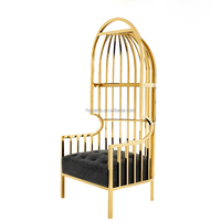 Chaise de salle à manger de banquet de restaurant d'hôtel de luxe moderne, chaise de loisirs de salon en acier inoxydable doré, design cage à oiseaux
