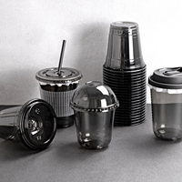 Gobelets en plastique jetables personnalisés en PET de 420 ml en forme de U pour café noir, jus, boba, thé aux bulles, avec couvercles