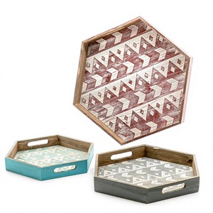 Hexagon Shape Wooden <b>Chocolate</b> Tray Customized Design Luxury <b>Chocolate</b> Platter Classic Stylish <b>Fancy</b> Wooden Serving Tray - Product Image 1