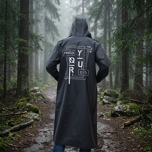 Impermeabile Classico Nero per Escursionismo e Arrampicata, Lungo e Personalizzabile in EVA Multifunzionale - Product Image 1