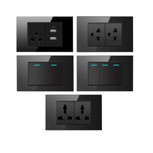 Prise murale électrique 120V, double pôle, standard américain, 250V 16A/10A, 3 prises, verre, universelle, pour maison et hôtel, blanc, noir, or - Product Image 1