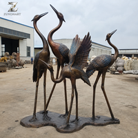 Sculpture de grue en bronze d'extérieur, statues d'oiseaux herons grandeur nature personnalisées pour la décoration de jardin, villa, hôtel, cour, parc, paysage