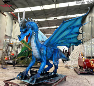 Ukuran kehidupan listrik buatan tangan naga terbang Barat dengan sertifikat CE/TUV Model naga animatronik misterius untuk tampilan taman - Product Image 2