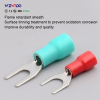 Borne électrique de connecteur pressé à froid de type fourche, borne de connecteur de cosse de câble de type U kit de cosse de nez en cuivre étamé