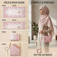 Ensemble de tapis de prière musulman lavable de haute qualité, tapis de prière pliable pour les voyages avec sac bandoulière assorti et tasbih pour un usage quotidien