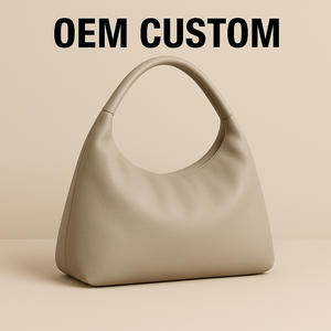 Bolso de Mano de Cuero Genuino de Alta Gama, Impermeable, Tipo Media Luna, para Mujer, Personalizable, con una Sola Correa, Forro de Poliéster, Bolso de Hombro - Product Image 1