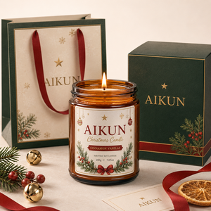 AIKUN Vintage Handmade Long Duration Aroma Gift Christmas Glass <b>Candle</b> Pine Winter Scent Soy Wax <b>Candle</b> for Holiday Season - Product Image 2