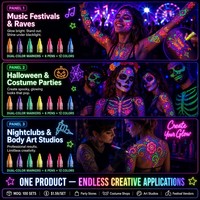 Marqueurs de tatouage UV phosphorescents 12 couleurs, double embout, stylos fluorescents pour l'art corporel, peinture pour le visage imperméable et sans danger pour la peau, marqueurs néon pour festivals