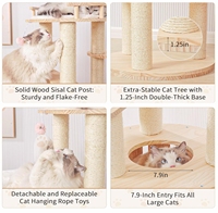 Tour d'escalade pour chat en bois massif et sisal, multi-niveaux, durable, écologique, de haute qualité, vente en gros du fabricant