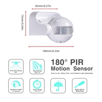 Détecteur de mouvement et de position infrarouge Sprlux IP44 PIR avec commande manuelle, détection 12m, blanc