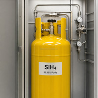 Gas Silano de Grado Electrónico SiH4 UN2203 Monosilano para PECVD, Cilindro de 47L con Válvula CGA350 a 150 Bar de Presión, por KAIMEI