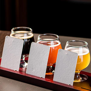 Bandejas de Degustación de Cerveza con Vasos de <span class=keywords><strong>Brandy</strong></span>, Logotipo Personalizado, Bandeja de Madera con Etiquetas de Papel para Bar - Product Image 5