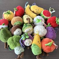 Porte-clés en peluche créatifs et mignons de 4 pouces, figurines de chats, légumes (brocoli, chou), fruits, gâteaux et aliments, pendentifs