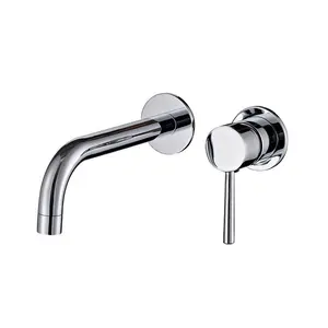 Reliable supplier single concealed stop cock valve washbasin brass water sink tap basin mixer 2 hole wall faucet