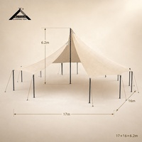 BOTEEN Tente de réception robuste de luxe 17x16x6.2M avec membrane tendue 750G, poteau principal 121x3mm et poteaux latéraux 76x1.5mm, pour la vente