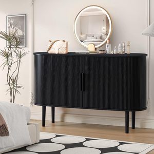 שחור מרופפת דלתות דלתות קונסולת שולחן מזנון מטבח ארון אחסון טלוויזיה יחידה לסלון - Product Image 2