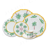 Vaisselle en porcelaine Sunny Palm Tree, vaisselle en céramique de qualité supérieure, idéale pour la vente au détail, les mariages au bord de la piscine et les festivals tropicaux