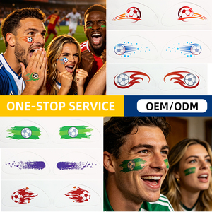 Autocollants personnalisés écologiques pour le visage sur le thème du football, pour les fans, les événements, le maquillage artistique, les fêtes, tatouages temporaires - Product Image 2