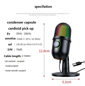 Micrófono de Condensador USB Profesional <span class=keywords><strong>para</strong></span> Estudio de Grabación, <span class=keywords><strong>para</strong></span> Teléfono, <span class=keywords><strong>PC</strong></span>, Skype, Juegos en Línea, Vlogging, V5, <span class=keywords><strong>con</strong></span> Cable y Soporte de Trípode - Product Image 4