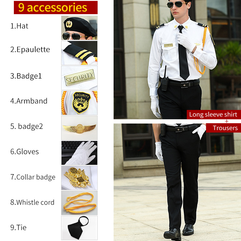 Camisa de manga larga Traje + gorro + charreteras 2 + 8