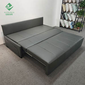 سرير قابل للطي 3 في 1 لغرفة المعيشة أريكة مستقيمة بدون ذراع قابلة للسحب من الجلد سرير نهاري مع مساحة تخزين - Product Image 6