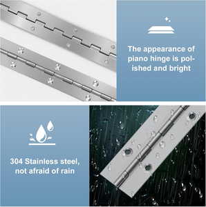 Bản lề đàn piano bán buôn, chiều dài tùy chỉnh, độ dày tùy chọn, bản lề dài liên tục, làm bằng thép, sắt, thép không gỉ, thép mạ kẽm - Product Image 2