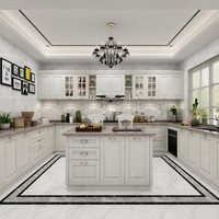 Cuisine et salle à manger classiques en crème |   Meubles de cuisine à panneaux surélevés |   Plan de travail en quartz artificiel |   Charnière |   Vitrine en verre |   LED encastré |   Gratuit