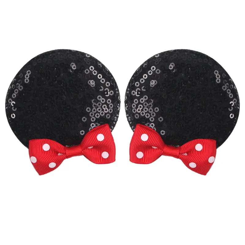 Horquilla de lentejuelas de Mickey para niña, Mini lazo de princesa, orejas de ratón de lentejuelas coloridas, pinzas para el pelo, diadema de lazo de bebé