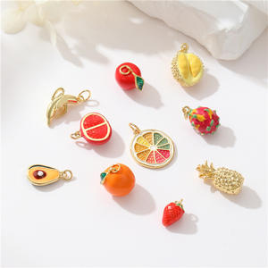 Grosir Liontin Gelang Emas 14K Berlapis Enamel Bentuk Buah Liontin Enamel Lemon Apel Stroberi Aksesoris Perhiasan - Product Image 2
