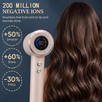 Sèche-cheveux à 200 millions d'ions négatifs, 22 m/s, affichage numérique LED, sèche-cheveux haute vitesse avec diffuseur, sèche-cheveux électrique