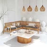 Ensemble complet de chaises de salle à manger en rotin Wabi-Sabi d'Indonésie Bali, en bois massif écologique, pour projets hôteliers