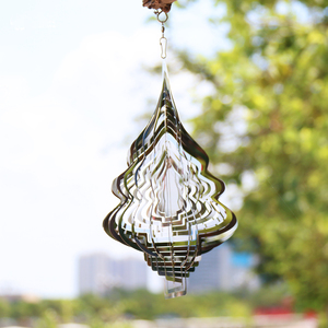 Reusable Christmas <b>Tree</b> Shape 3D Stainless Steel Metal Waterproof Hanging Wind Spinner Chime Indoor <b>Outdoor</b> Garden Yard Ornament - Product Image 4