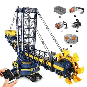 模具王17006电动斗轮挖掘机模型玩具钢筋混凝土卡车积木