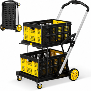 Foldable 2 Basket Hand Cart Four Wheel Shopping <b>Trolley</b> Detachable <b>Portable</b> Grocery Market Carrier - Product Image 4