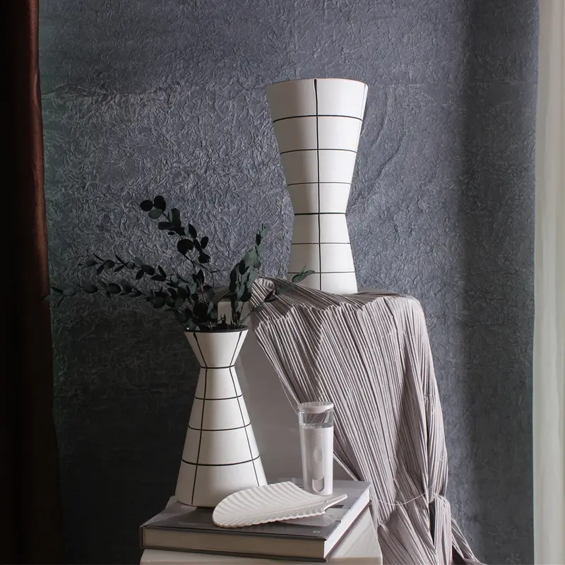 Vaso artesanal para mesas de casamento, vaso morandi de 13 ''feito à mão, vaso de louça de porcelana inquebrável