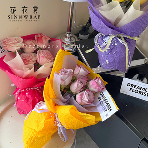 Bán Buôn Bán Hoa Giấy Hoa Giấy Gói Mới Thương Mại Không Thấm Nước Giấy Tiên Tiến Cảm Giác Pleated Thiết Kế Hoa Chất Liệu - Product Image 4