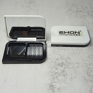 Estuche de Maquillaje Compacto de Doble Compartimento con Almacenamiento Separado para Borlas, Espejo Incorporado, Tapa Transparente, Contenedor de Plástico para Polvo de Colorete - Product Image 1