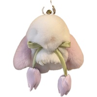 Mignons boutons de manchette en fausse fourrure de lapin, mini poupée en peluche lapin couché, sportif, toutes saisons, breloque pour livre et sac, cadeau