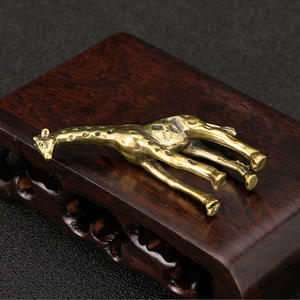 Мини ручная работа Новый Жираф семья статуя животное орнамент латунный антиквариат - Product Image 4